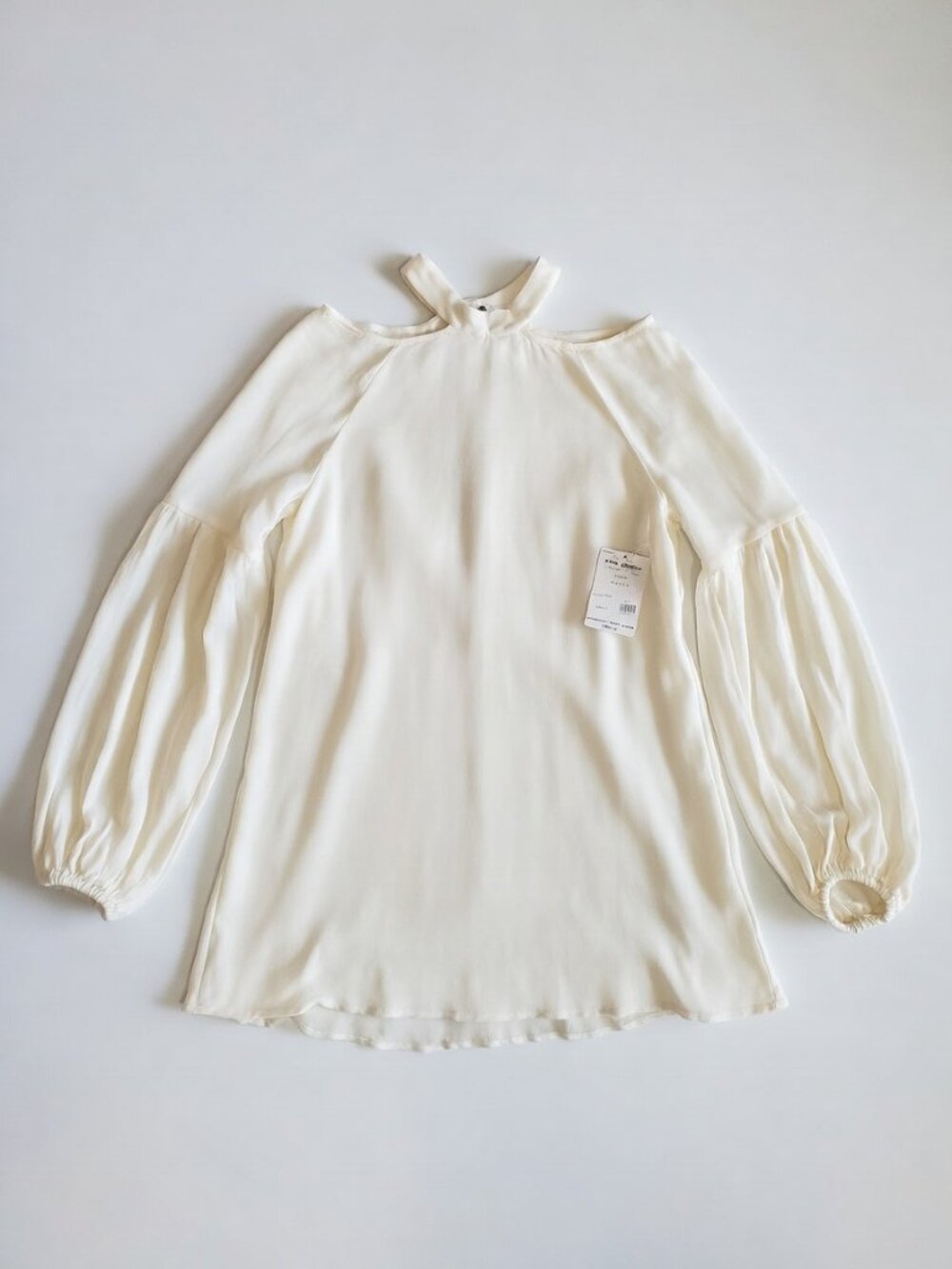 Free People Drift Away Solid Halter Long Sleeve Ivory XS